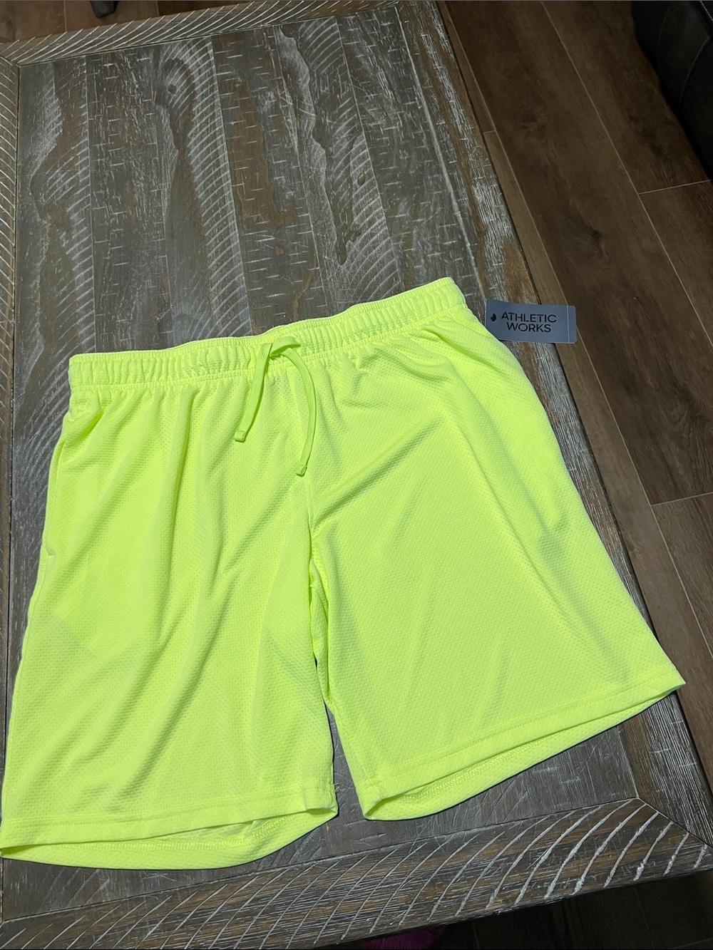 Athletic Works Men’s Neon Yellow Athletic Mesh Shorts